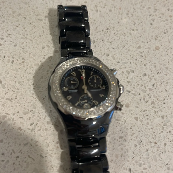 MICHELE Tahitian Black Ceramic/ Diamond Watch - Picture 8 of 11